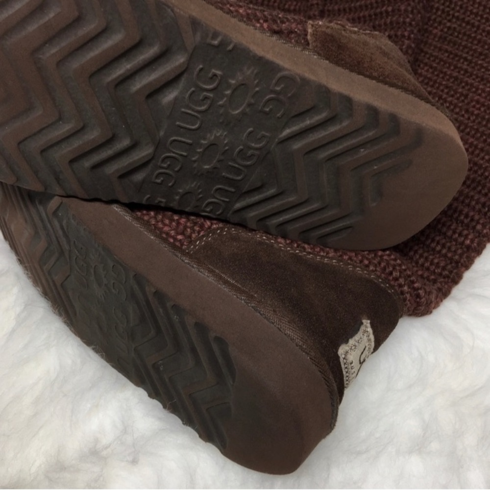 UGG Astralia classic Cardy knit Tall/Fold over Chocolate Brown Boots Sz 8 - Picture 7 of 8